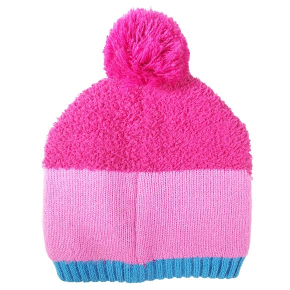 Trolls Pink Poppy Beanie Hat, Size 2T-5T, Cute Embroidered Face, Fluff Ball - Picture 3 of 4